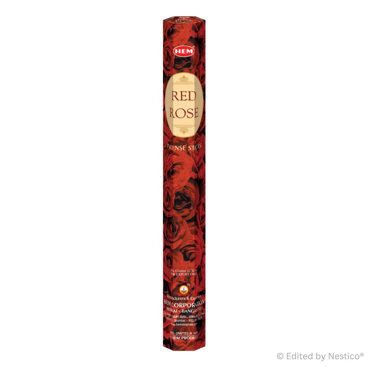Red Rose - Hem Incense Sticks Single 20g Hex Pack